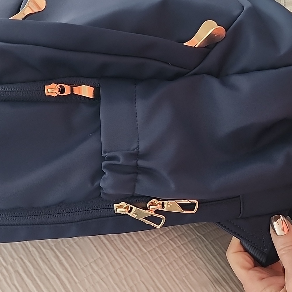 Navy Blue Laptop Travel Backpack RFID safe - Picture 8 of 15